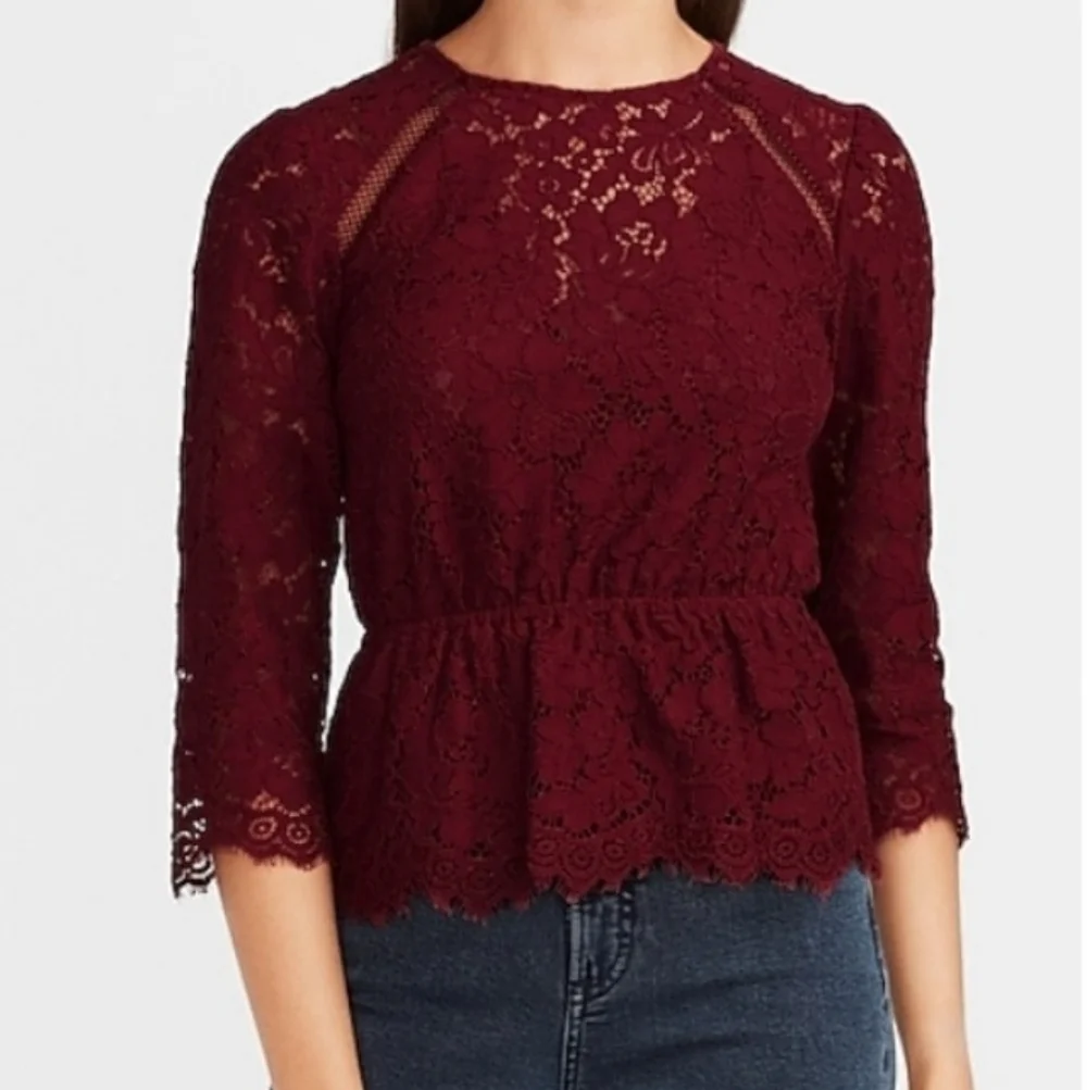 Express Peplum Lace Blouse - Picture 1 of 11
